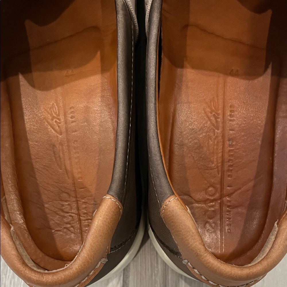 ECCO Moccasins Men's Lite Moc driving Grey/Cognac with Tan Leather Accent - Picture 4 of 10